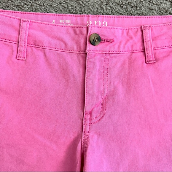 a.n.a Mid-Rise Midi Chino Pink Short Womens 4 - Picture 10 of 13
